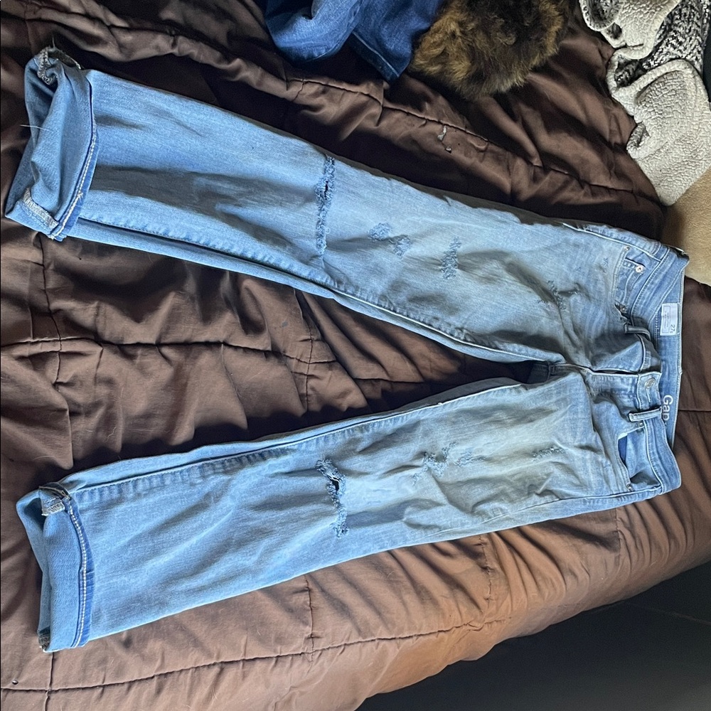 GAP Blue Flare Distressed Jeans